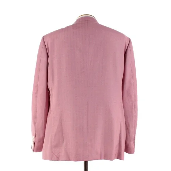 Cardinal of Canada NWT Wool / Silk Sport Coat Size 46R US In Pink Herringbone